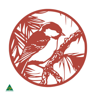 The Fairy Wren Round Metal Wall Art | Signal Red Gloss