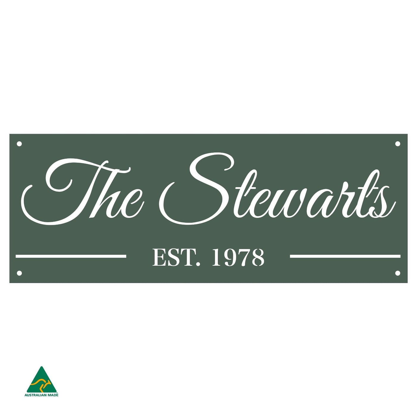 Family Name Established Wall Sign | Cottage Green Matt
