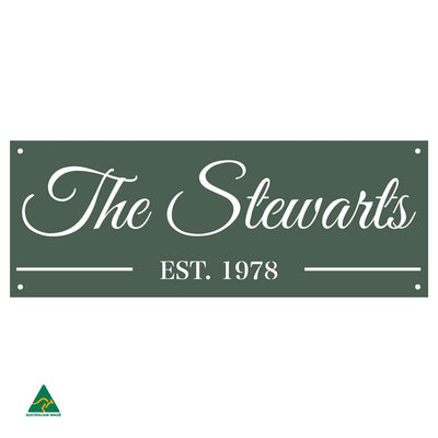 Family Name Established Wall Sign | Cottage Green Matt