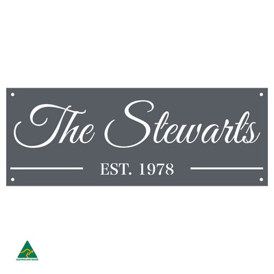 Family Name Established Wall Sign | Ironstone Matt