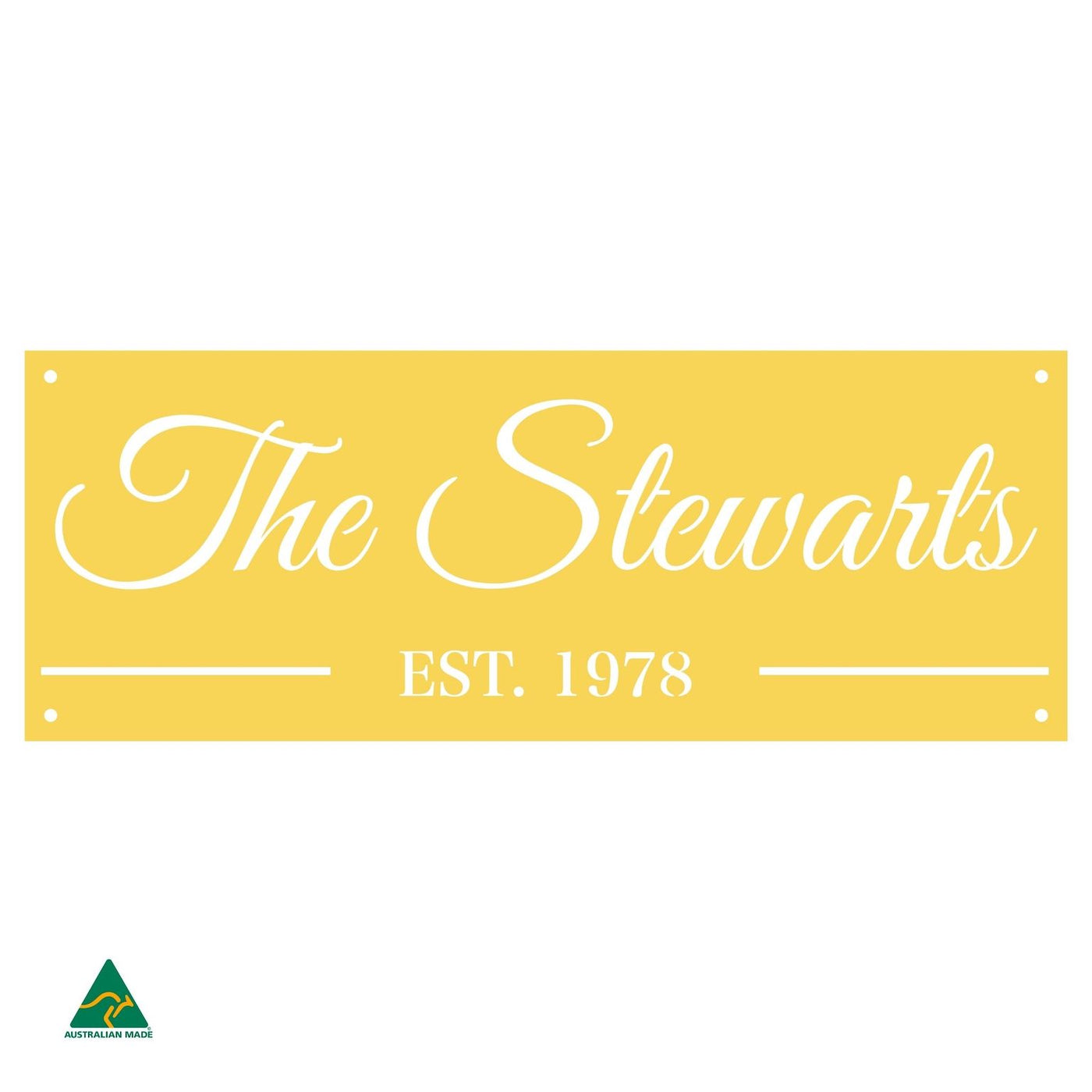 Family Name Established Wall Sign | Lemon Yellow Gloss