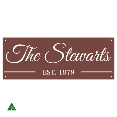 Family Name Established Wall Sign | Manor Red Satin