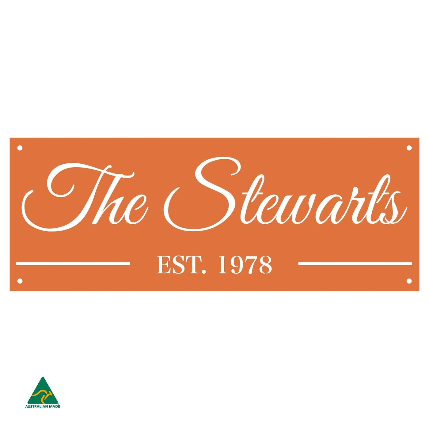 Family Name Established Wall Sign | Orange X15 Gloss