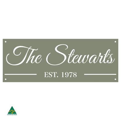 Family Name Established Wall Sign | Pale Eucalypt Matt