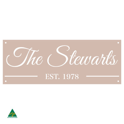 Family Name Established Wall Sign | Pink Sand Matt