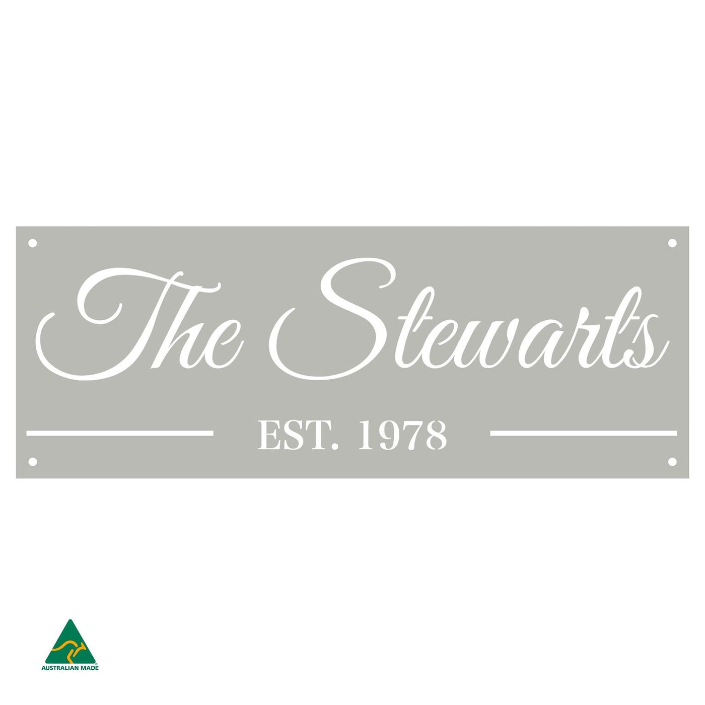 Family Name Established Wall Sign | Shale Grey Matt