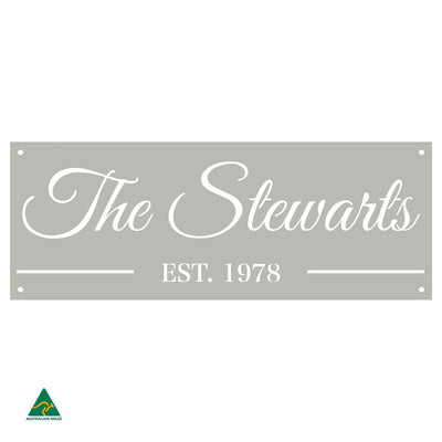 Family Name Established Wall Sign | Shale Grey Matt
