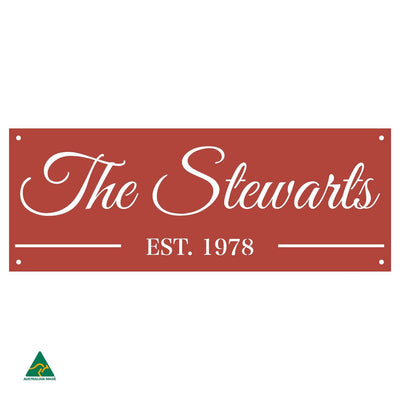 Family Name Established Wall Sign | Signal Red Gloss