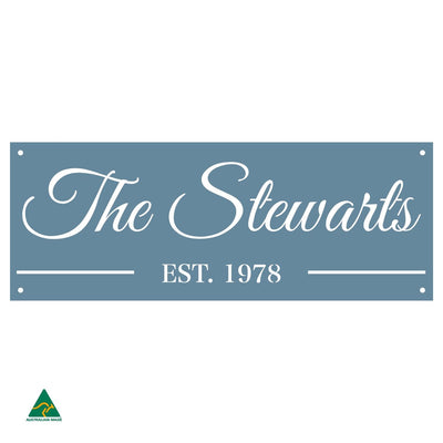 Family Name Established Wall Sign | Wedgewood Matt Matt