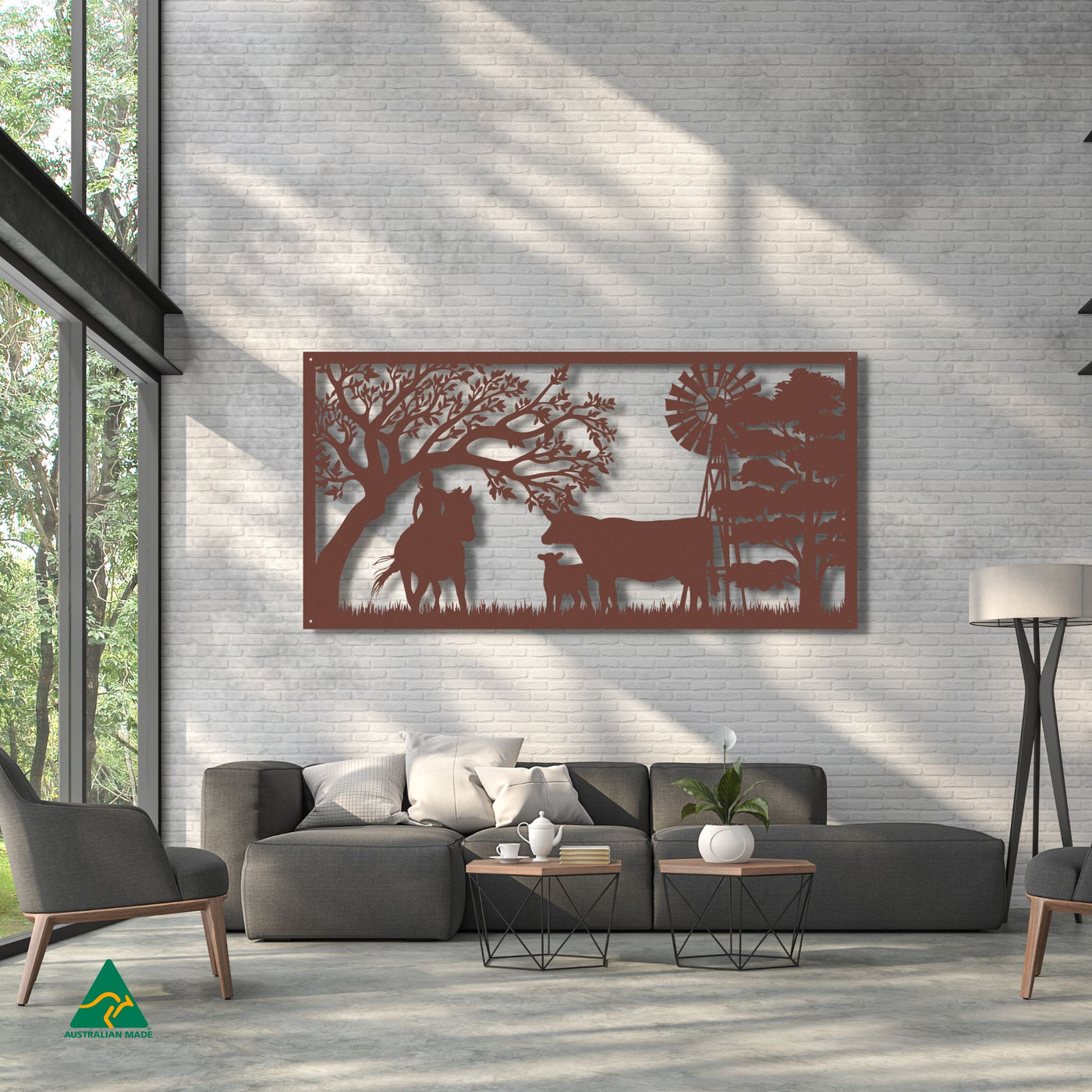 Farmgirl on Farm Wall Art Staged Image | Rust Patina