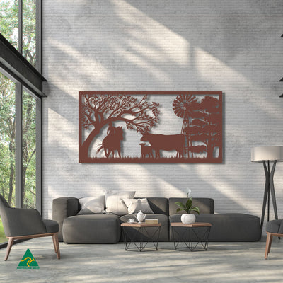Farmgirl on Farm Wall Art Staged Image | Rust Patina