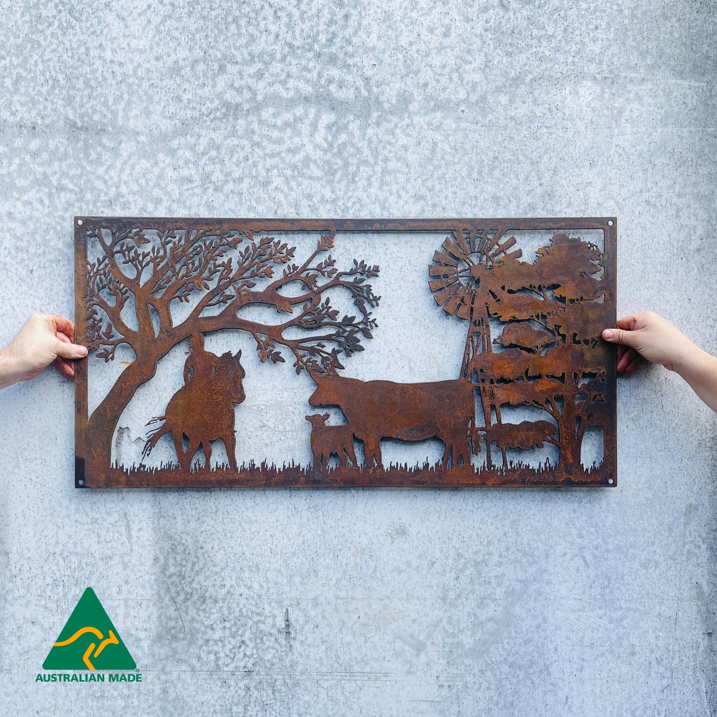 Farmgirl on Farm Metal Wall Art | Rust Finish