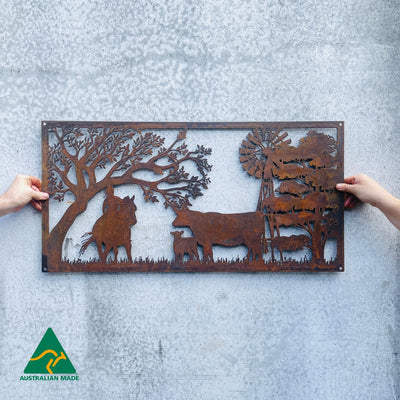 Farmgirl on Farm Metal Wall Art | Rust Finish