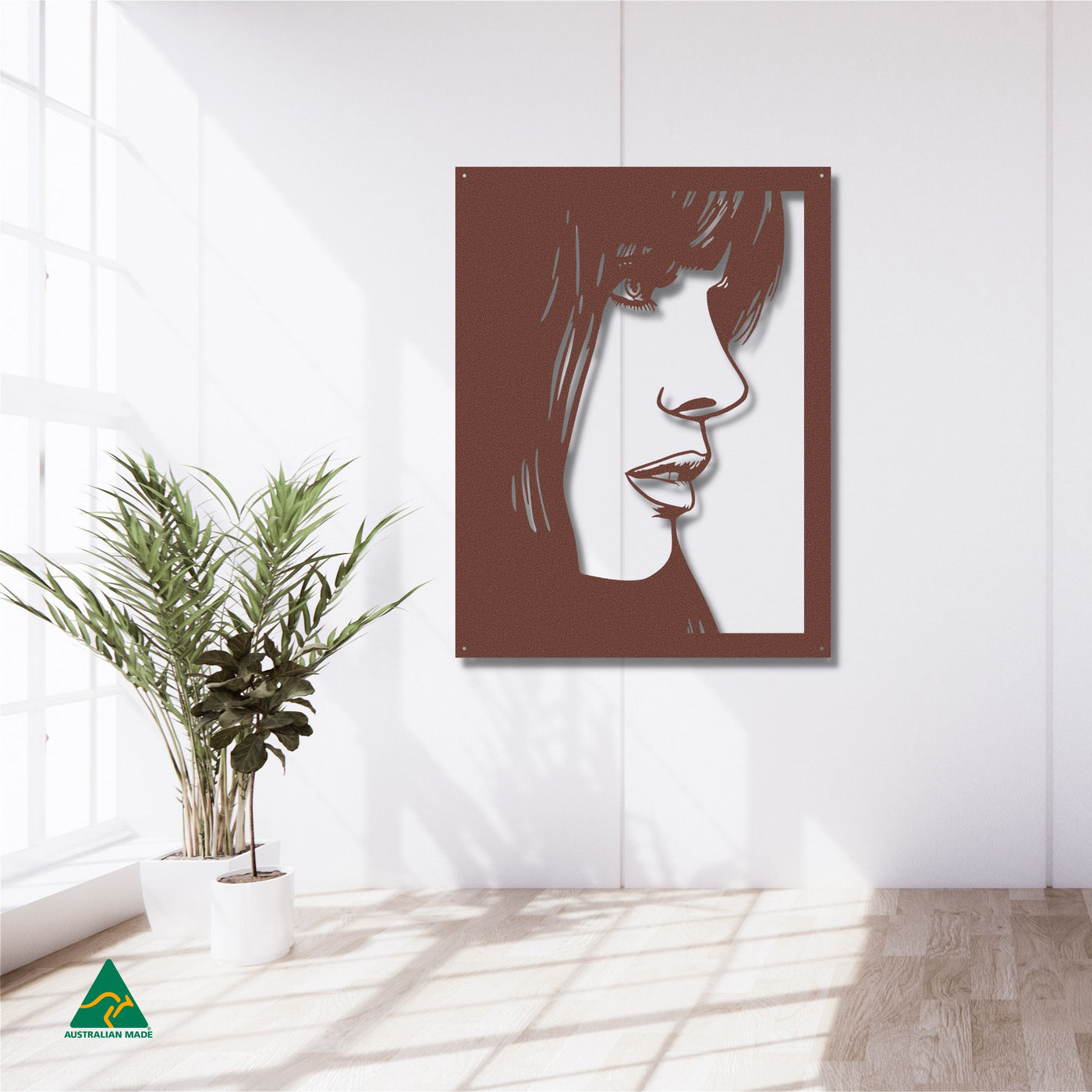 Femme Fatale Metal Wall Art Staged Image | Rust Patina