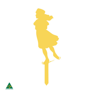 Girl Ice Skating Garden Decor | Lemon Yellow Gloss