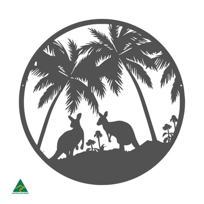 Grazing Roos Round Metal Wall Art | Monument Matt