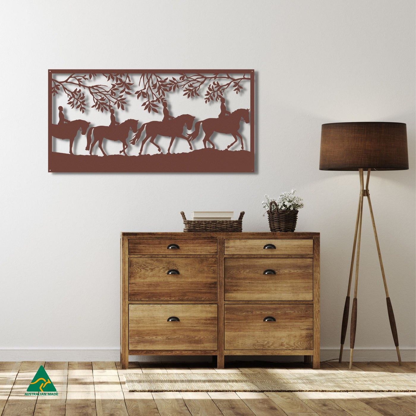 Horse Dressage Metal Wall Art Staged Image | Rust Patina