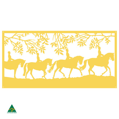 Horse Dressage Metal Wall Art | Lemon Yellow Gloss