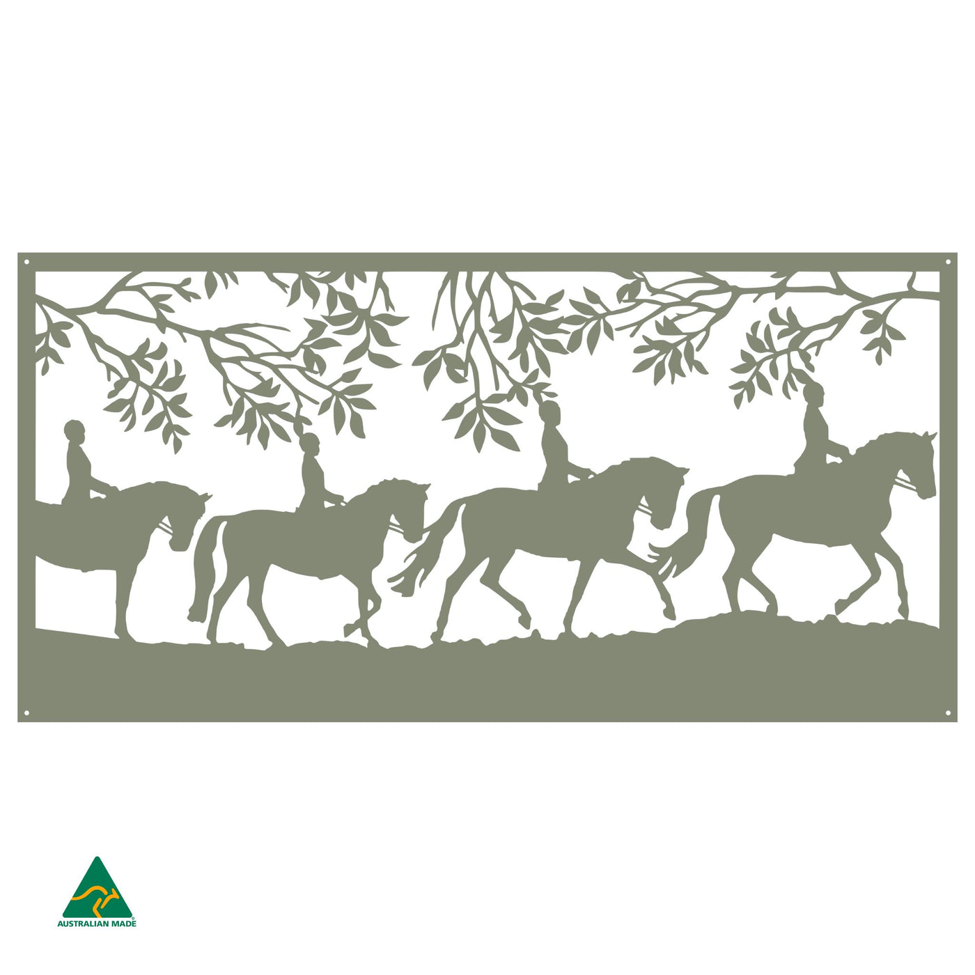 Horse Dressage Metal Wall Art | Pale Eucalypt Matt