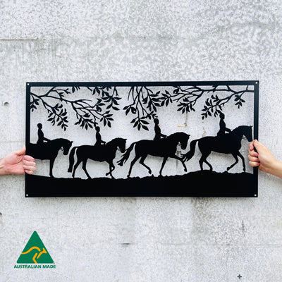 Horse Dressage Scene Metal Wall Art | Black Finish
