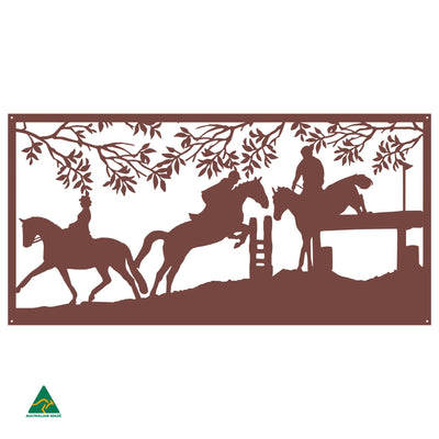 Horse Jumping Metal Wall Art | Manor Red Satin