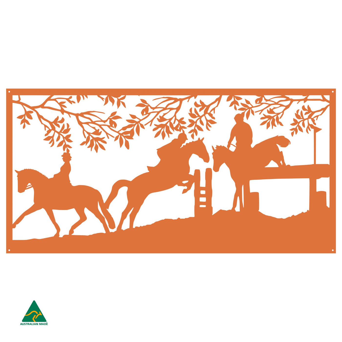 Horse Jumping Metal Wall Art | Orange X 15 Gloss