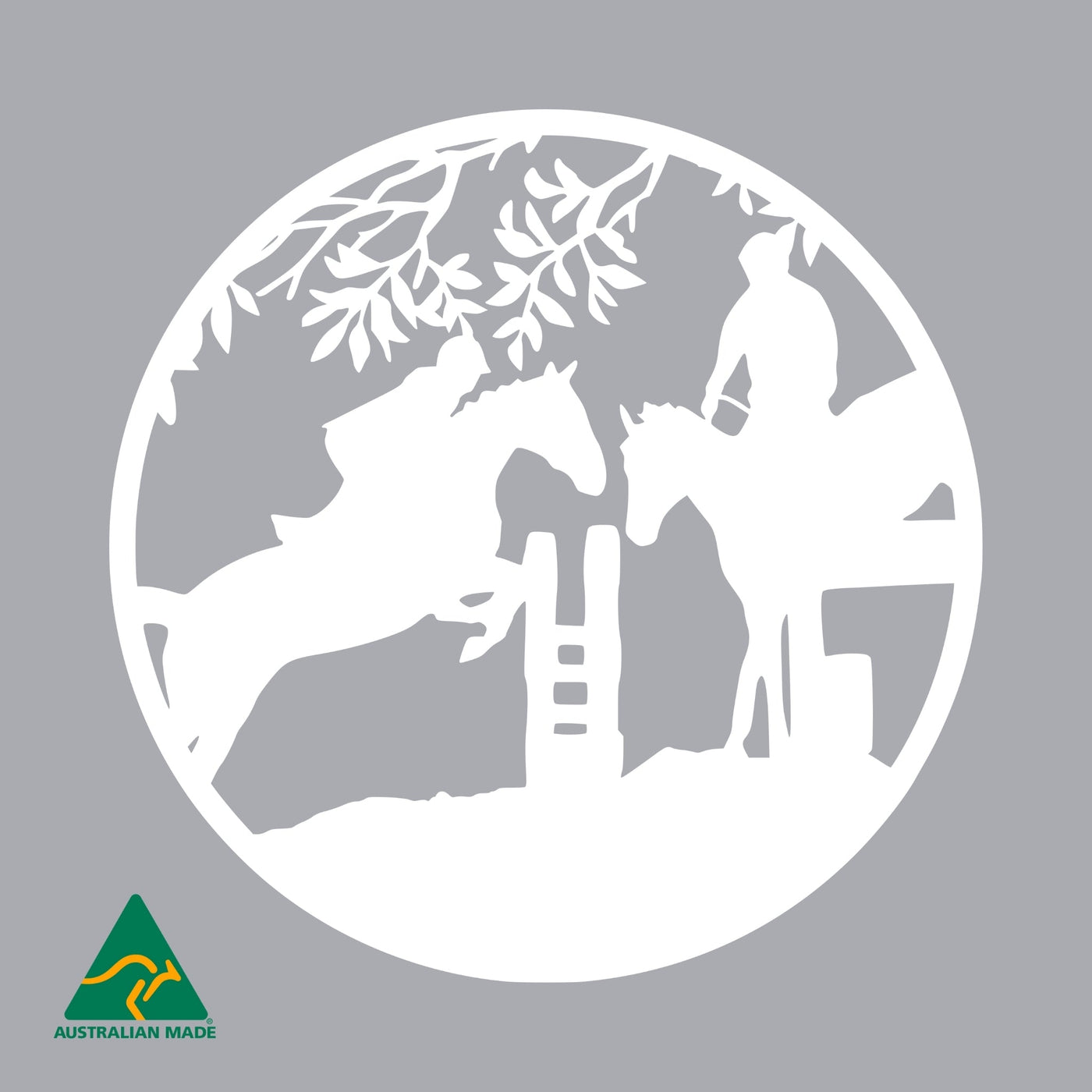 Horse Jumping Event Round Metal Wall Art | White Finish