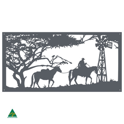 Horse Riding Scene Metal Wall Art | Ironstone Matt