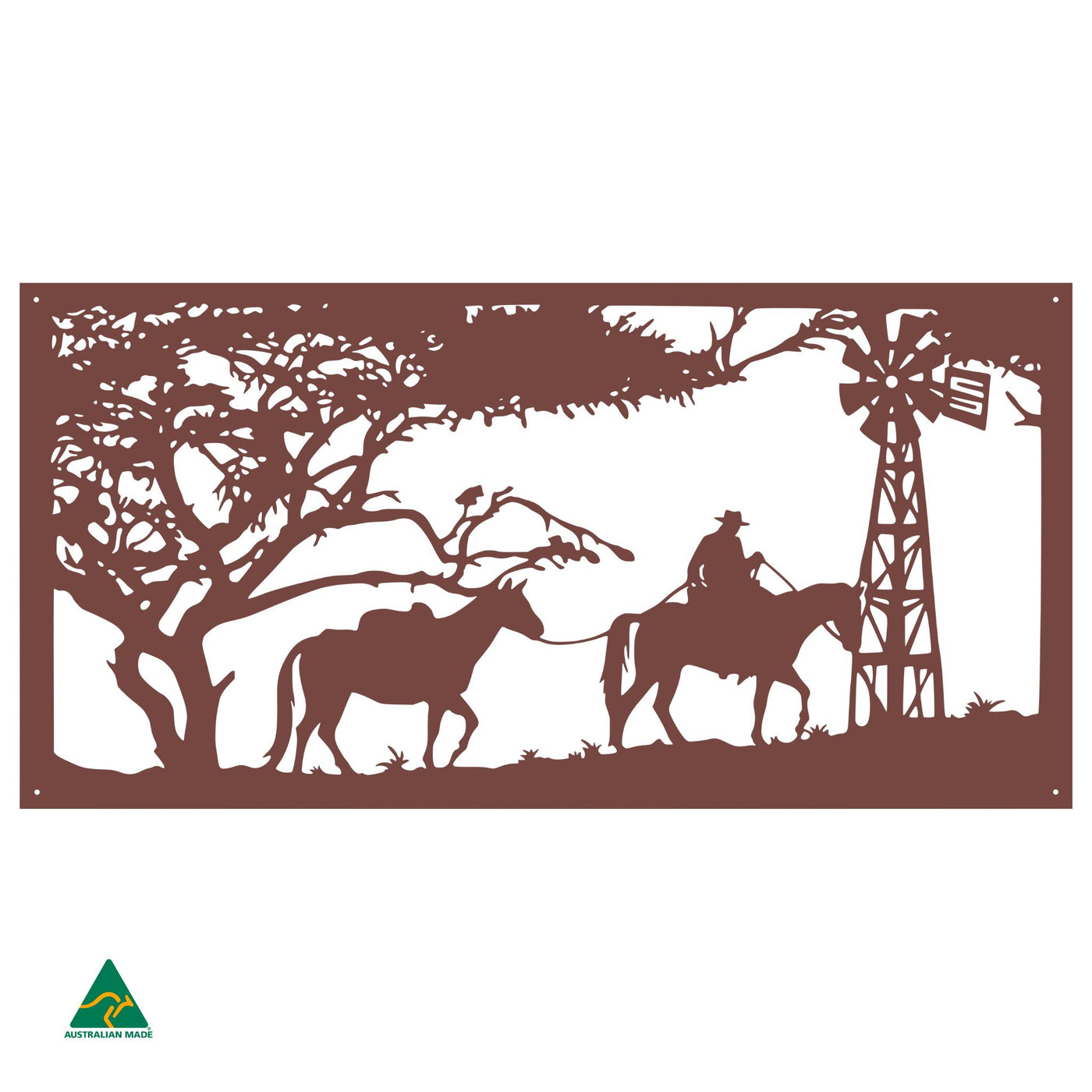 Horse Riding Scene Metal Wall Art | Manor Red Satin
