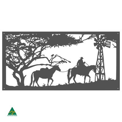 Horse Riding Scene Metal Wall Art | Monument Matt