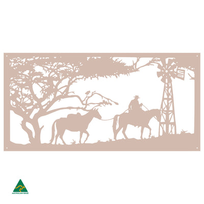 Horse Riding Scene Metal Wall Art | Pink Sand Matt