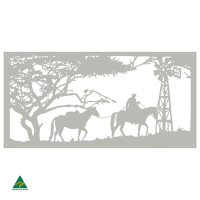 Horse Riding Scene Metal Wall Art | Shale Grey Matt