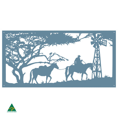 Horse Riding Scene Metal Wall Art | Wedgewood Satin