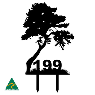 House Number Tree Garden Stake | Black Finish