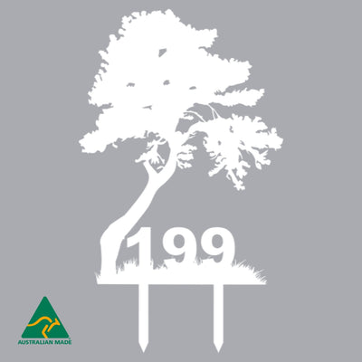 House Number Tree Garden Stake | White Finish