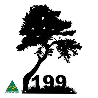 House Number Tree Wall Sign | Black Finish
