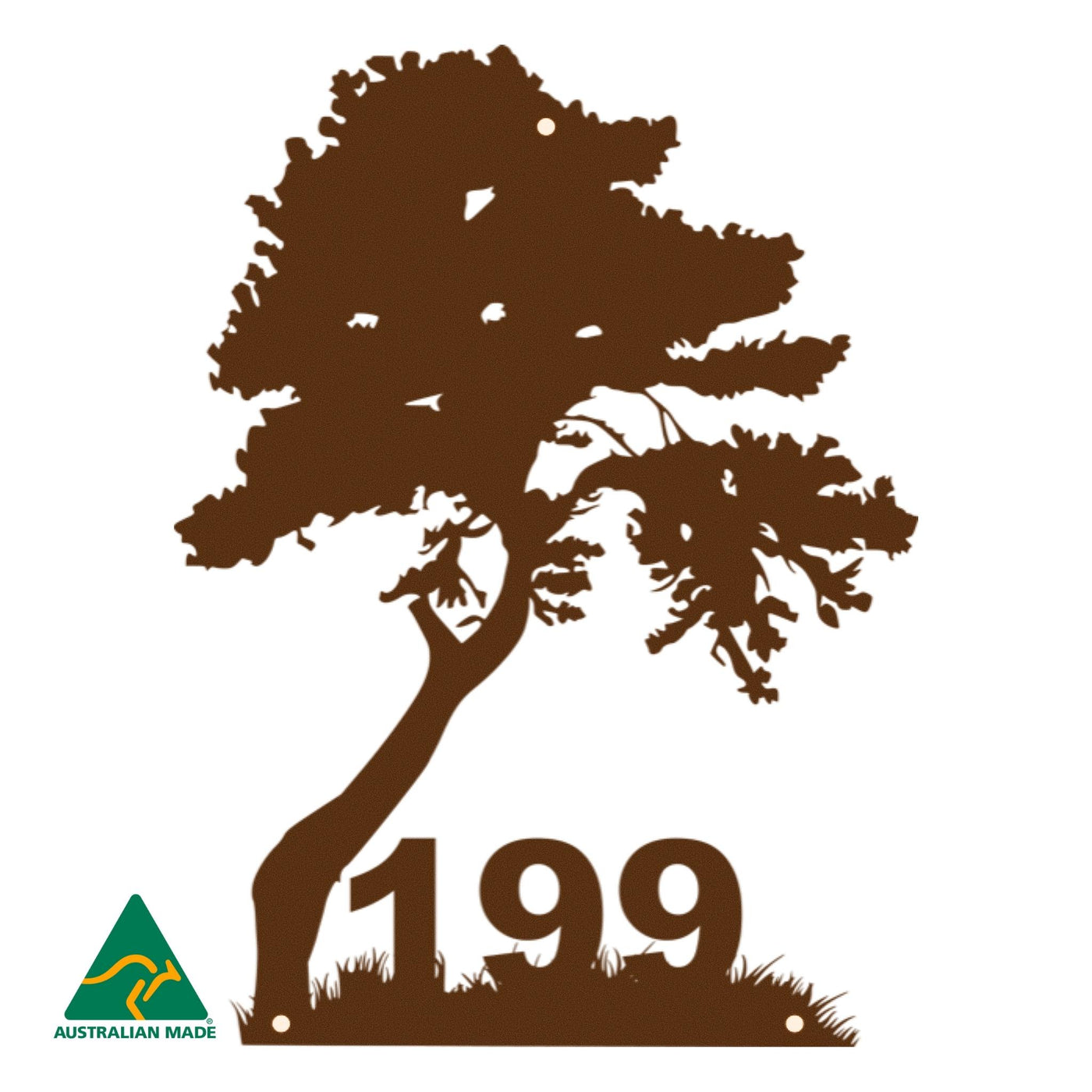 House Number Tree Wall Sign | Rust Finish