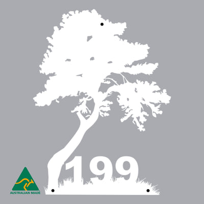 House Number Tree Wall Sign | White Finish
