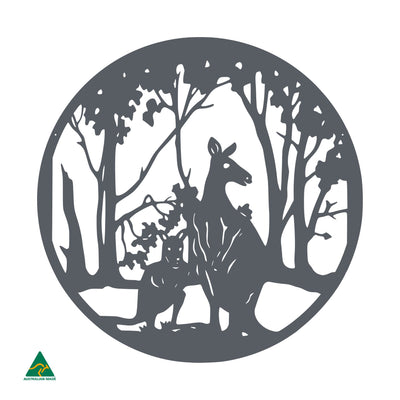 Kangaroo Round Metal Wall Art | Ironstone Matt