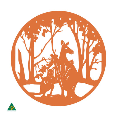 Kangaroo Round Metal Wall Art | Orange X15 Gloss