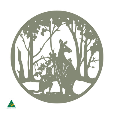 Kangaroo Round Metal Wall Art | Pale Eucalypt Matt