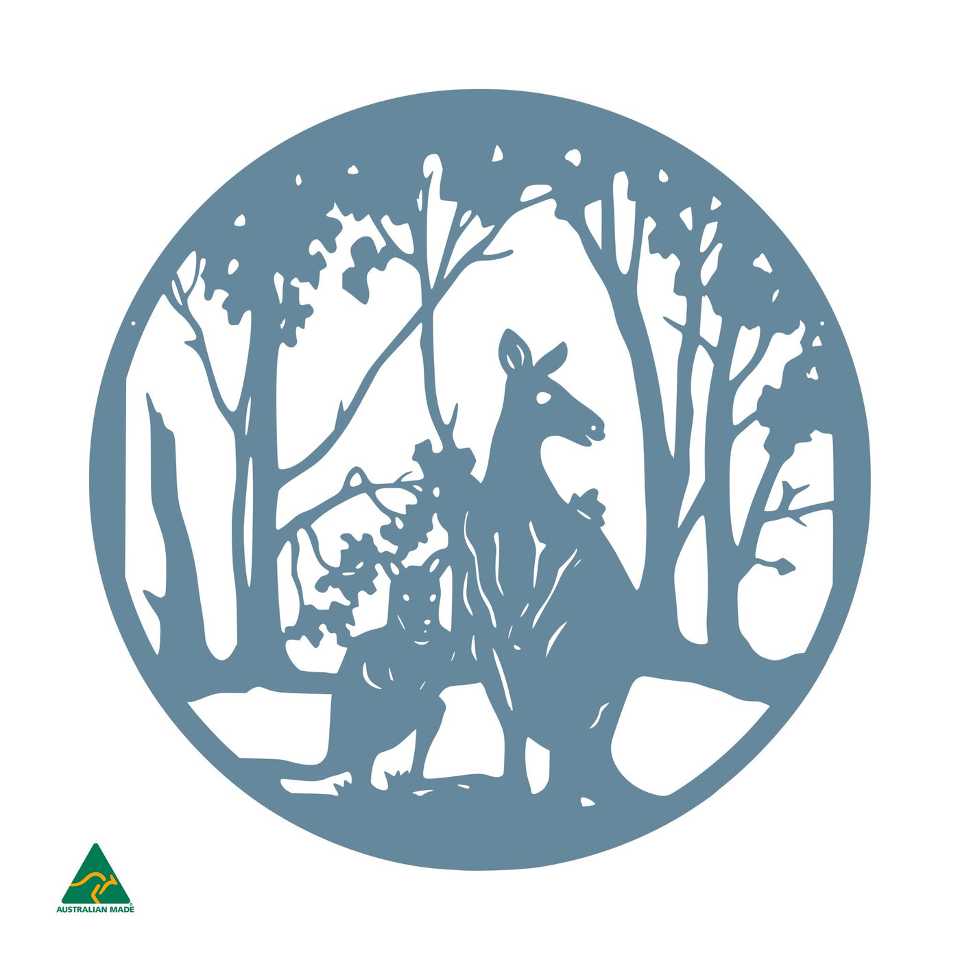 Kangaroo Round Metal Wall Art | Wedgewood Satin