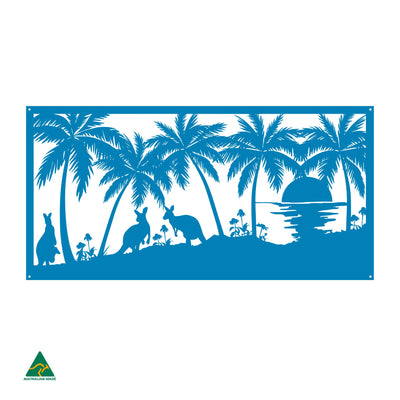 Kangaroos on the Beach Metal Wall Art | Blaze Blue Gloss