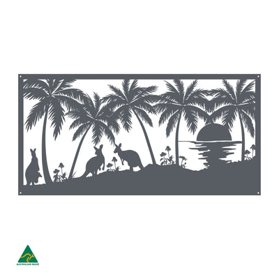 Kangaroos on the Beach Metal Wall Art | Ironstone Matt