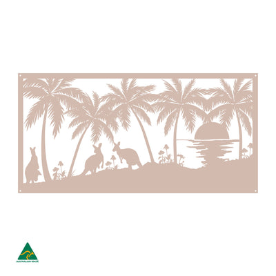 Kangaroos on the Beach Metal Wall Art | Pink Sand Matt