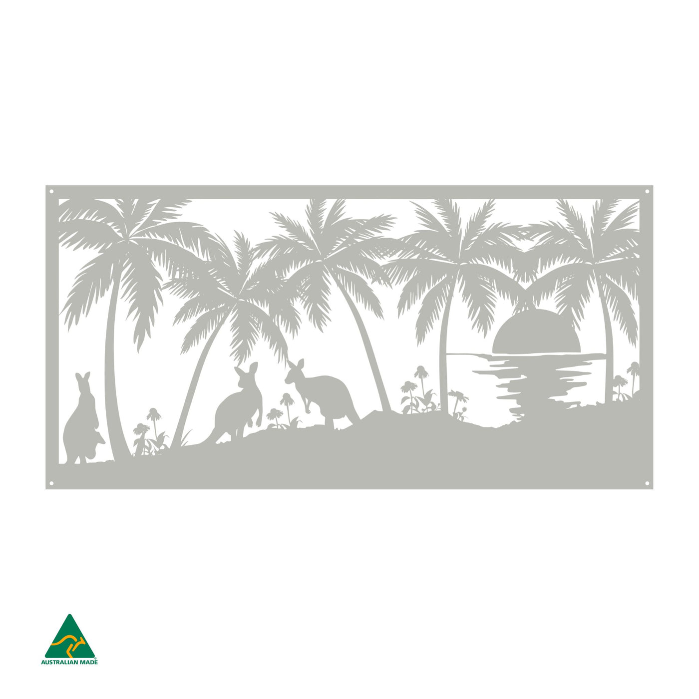 Kangaroos on the Beach Metal Wall Art | Shale Grey Matt