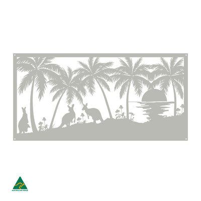 Kangaroos on the Beach Metal Wall Art | Shale Grey Matt