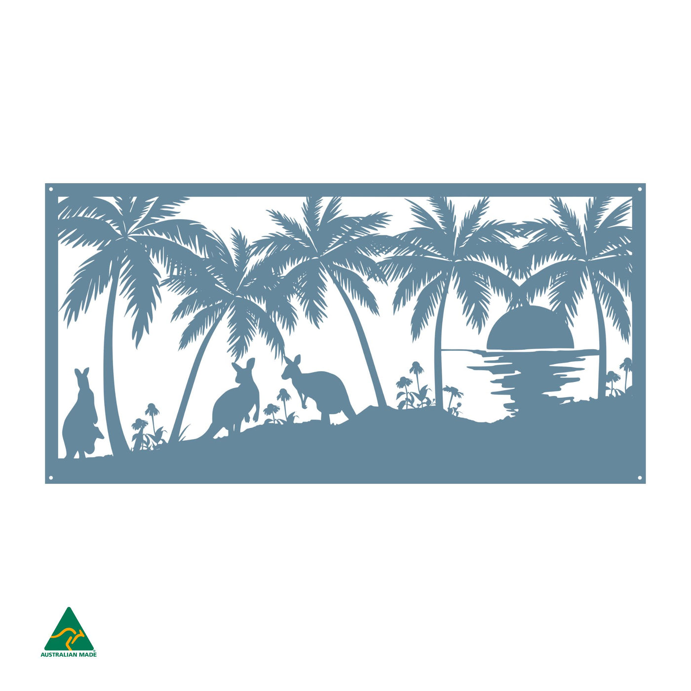 Kangaroos on the Beach Metal Wall Art | Wedgewood Satin