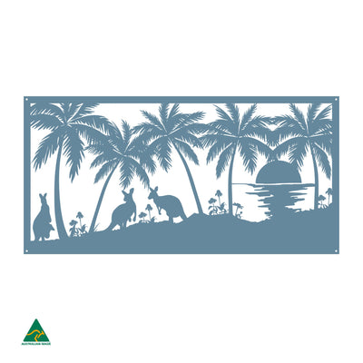 Kangaroos on the Beach Metal Wall Art | Wedgewood Satin