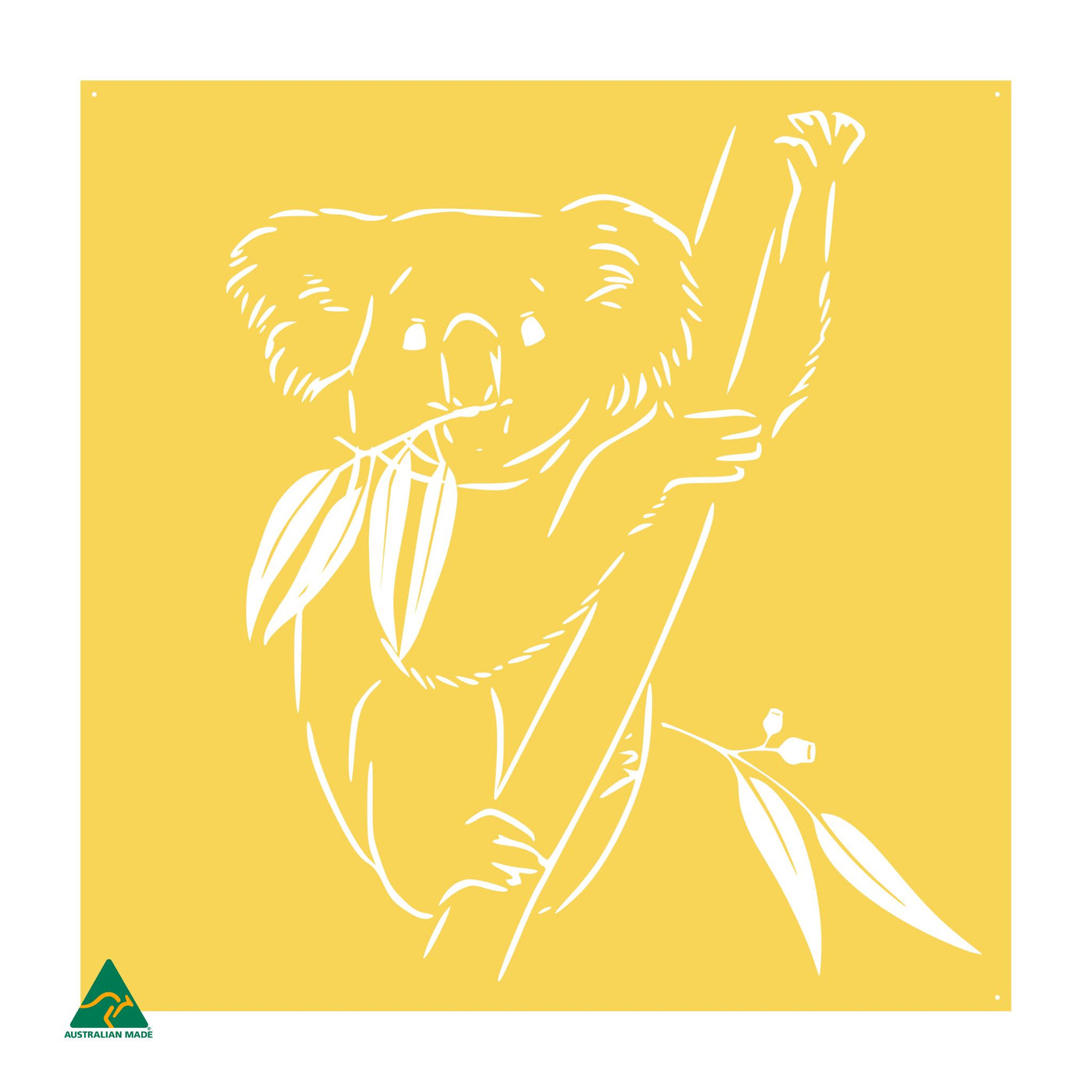 Koala Metal Wall Art | Lemon Yellow Gloss